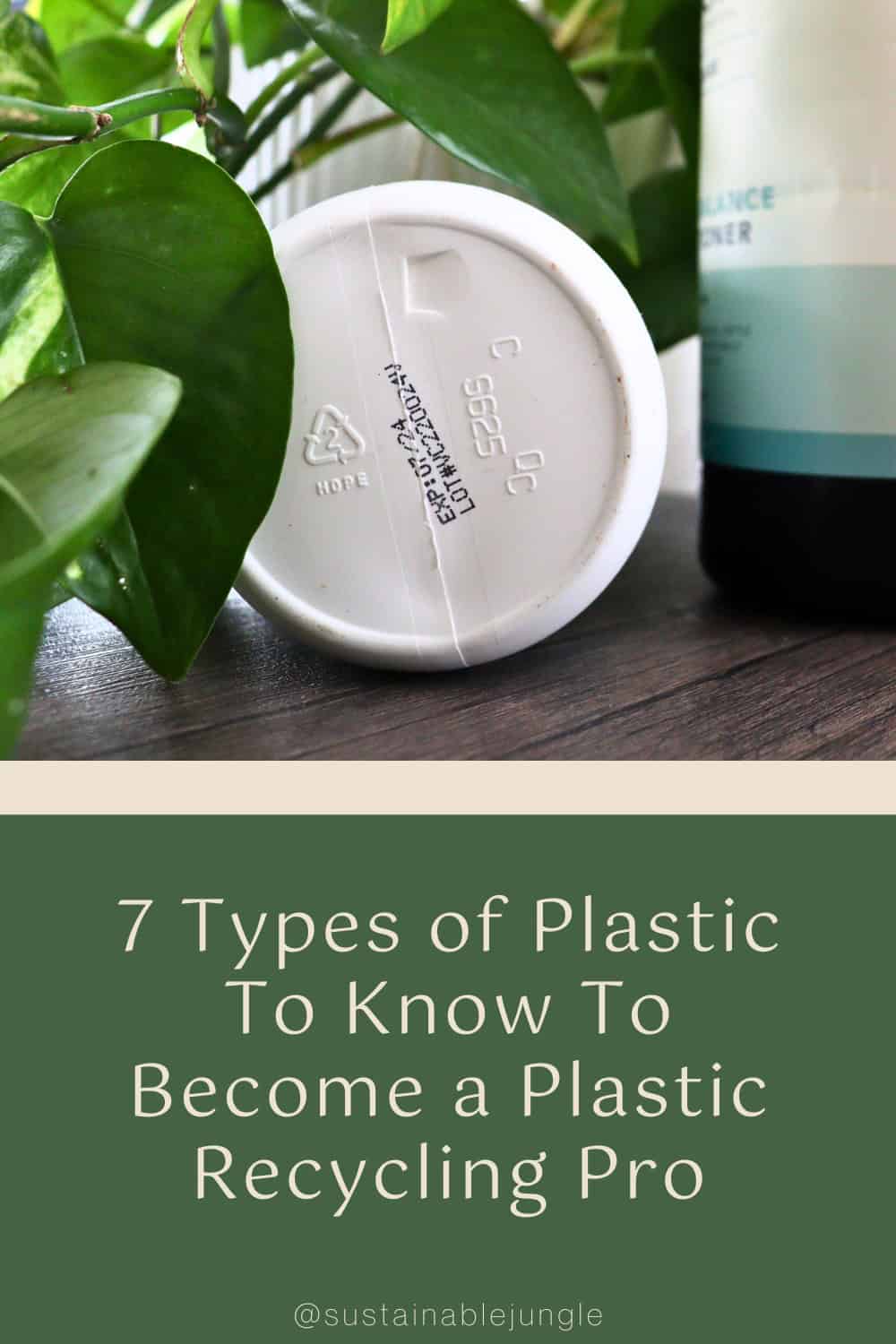 7 Types of Plastic To Know To Become a Plastic Recycling Pro Image by Sustainable Jungle #typesofplastic #7typesofplastic #plastictypes #plasticrecycling #typesofrecyclableplastic #sustainablejungle
