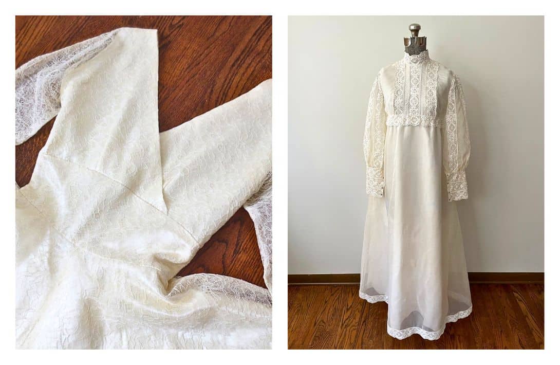 9 Sustainable Wedding Dresses Marrying Style & Ethics Images by Apricot Vintage #sustainableweddingdresses #sustainableweddingdressbrands #ecofriendlyweddingdresses #sustainablebridalgowns #ecoweddingdress #sustainablejungle