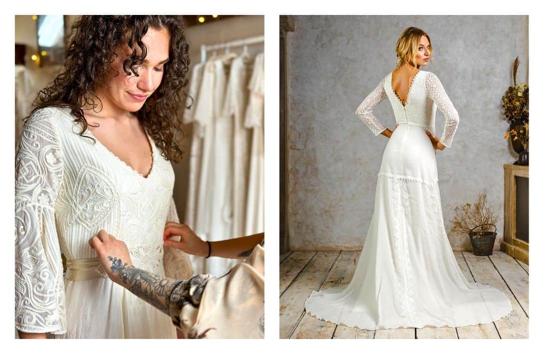 9 Sustainable Wedding Dresses Marrying Style & Ethics Images by Indiebride #sustainableweddingdresses #sustainableweddingdressbrands #ecofriendlyweddingdresses #sustainablebridalgowns #ecoweddingdress #sustainablejungle