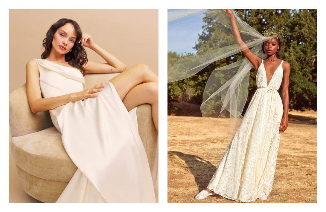 9 Sustainable Wedding Dresses Marrying Style & Ethics Images by Reformation #sustainableweddingdresses #sustainableweddingdressbrands #ecofriendlyweddingdresses #sustainablebridalgowns #ecoweddingdress #sustainablejungle