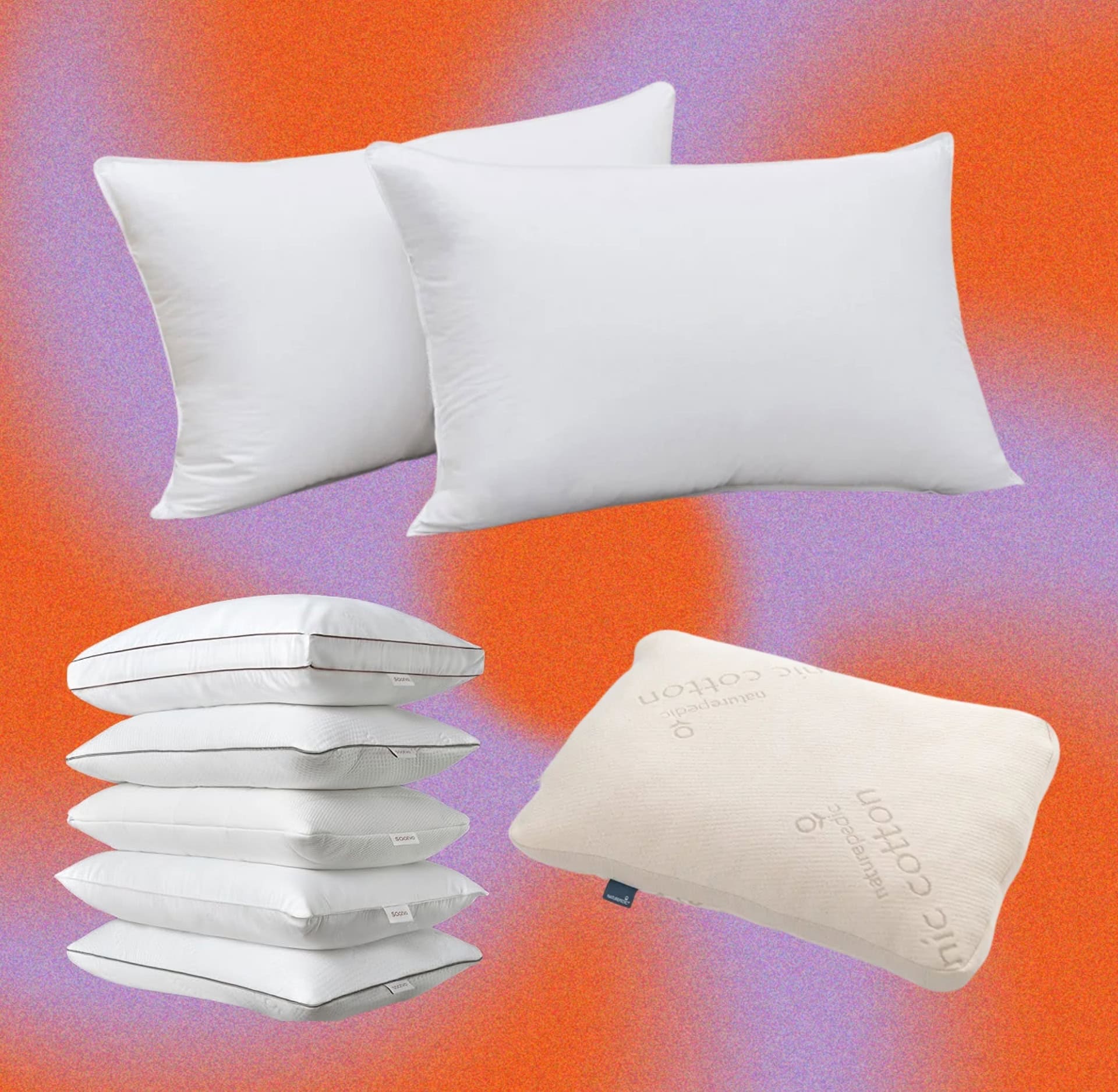 Collage of Sustainable Jungle tested non toxic pillows including organic and natural pillow options.