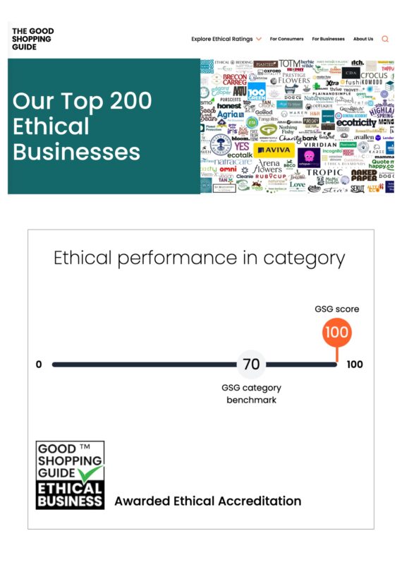The Good Shopping Guide ethical accreditation and sustainability assessment benchmark scoring
